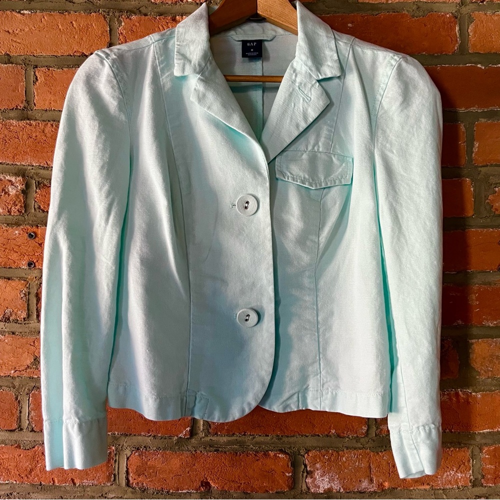 GAP Vintage Mint Green/Blue Tiny Fit Blazer, size 0
